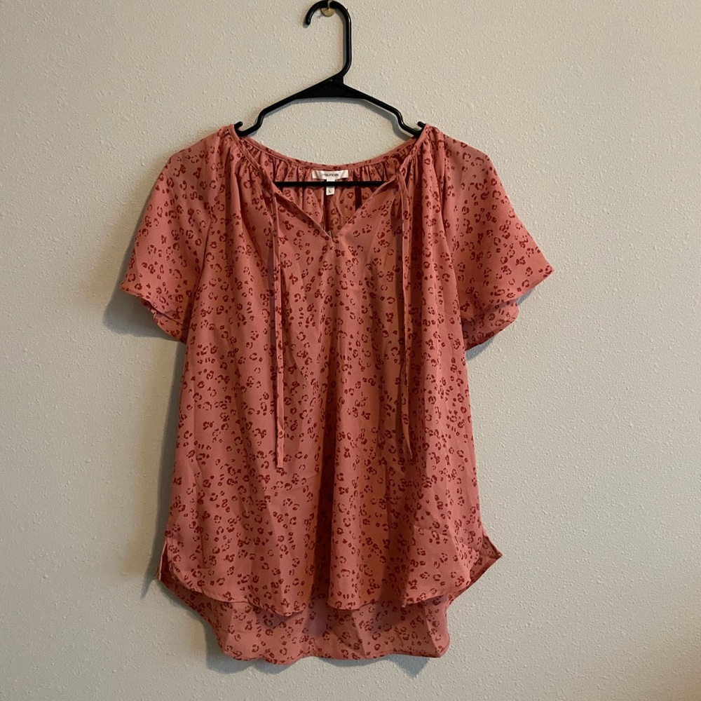 NWT Maurices Pink Animal Print Blouse “Size L”